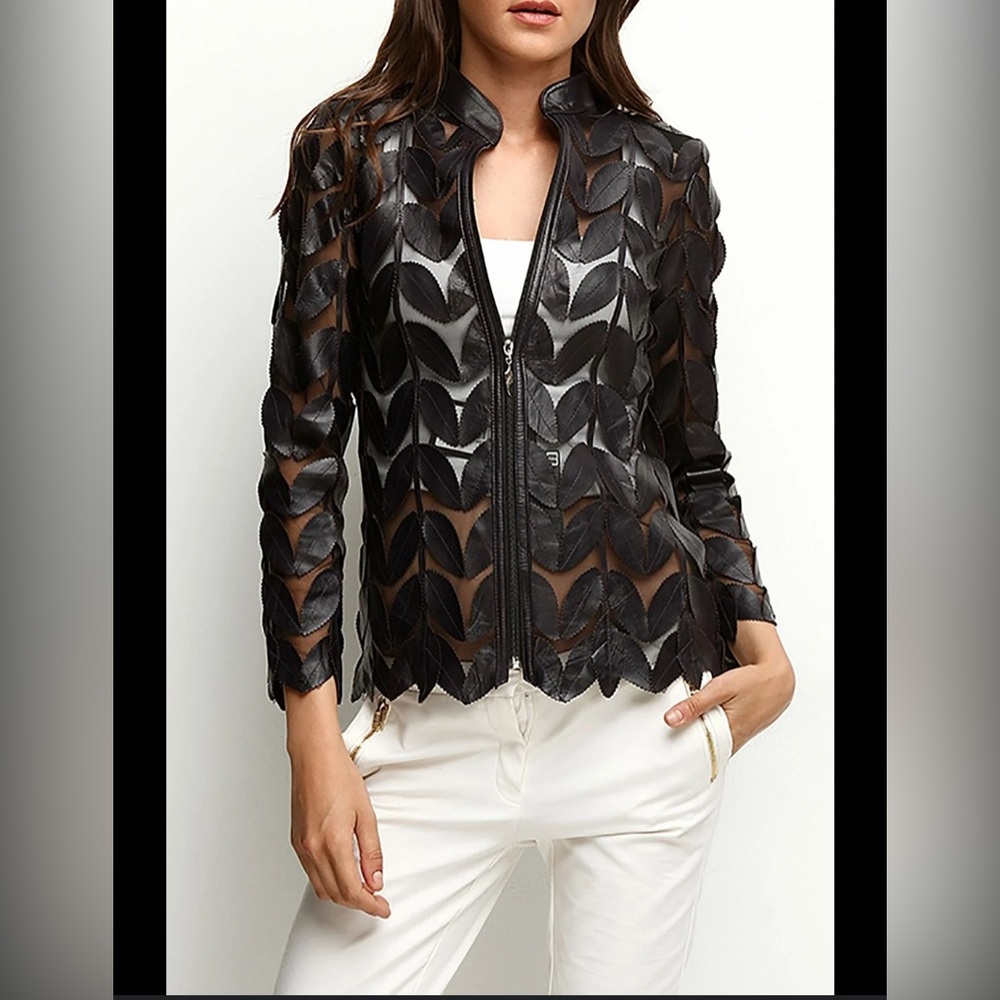 Belgin Francis Black Classic Leaf Design Jacket Large